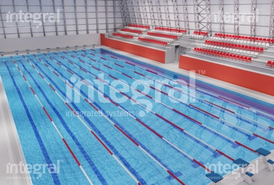 Aplicación de piscina de natación cubierta olímpica